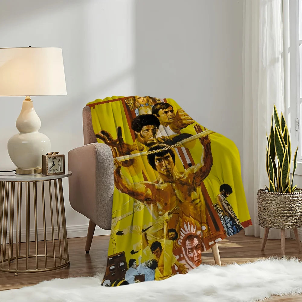 Couverture polaire Bruce Lee Kung Fu, tapis de sieste pour canapé, salon, bureau, chambre à coucher, cadeaux d'anniversaire pour enfants, voyage, maison