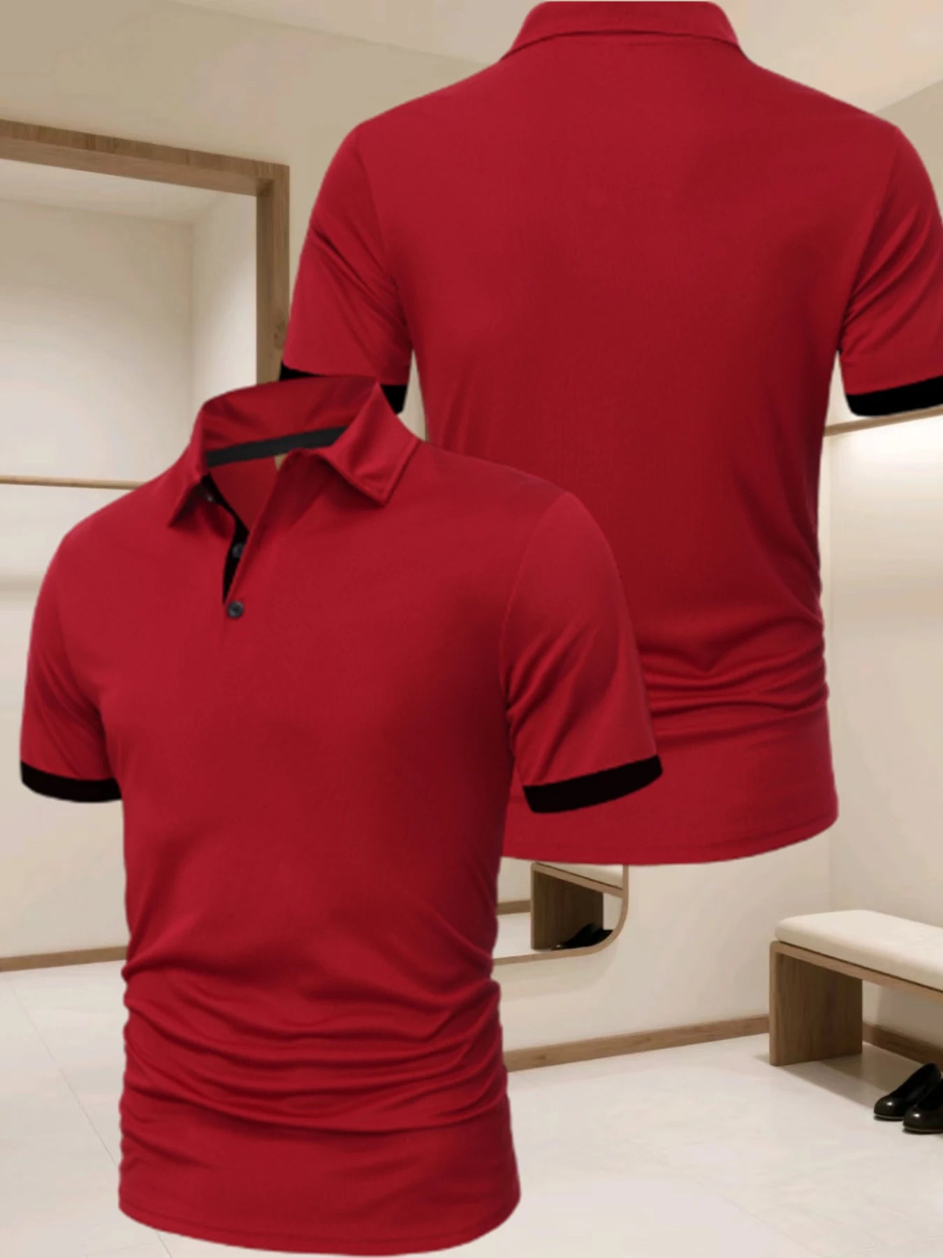 Haut de polo pour homme, haut de t-shirt de sport d'extérieur contrastant, polo de sport d'extérieur respirant pour homme, polo contrastant tendance
