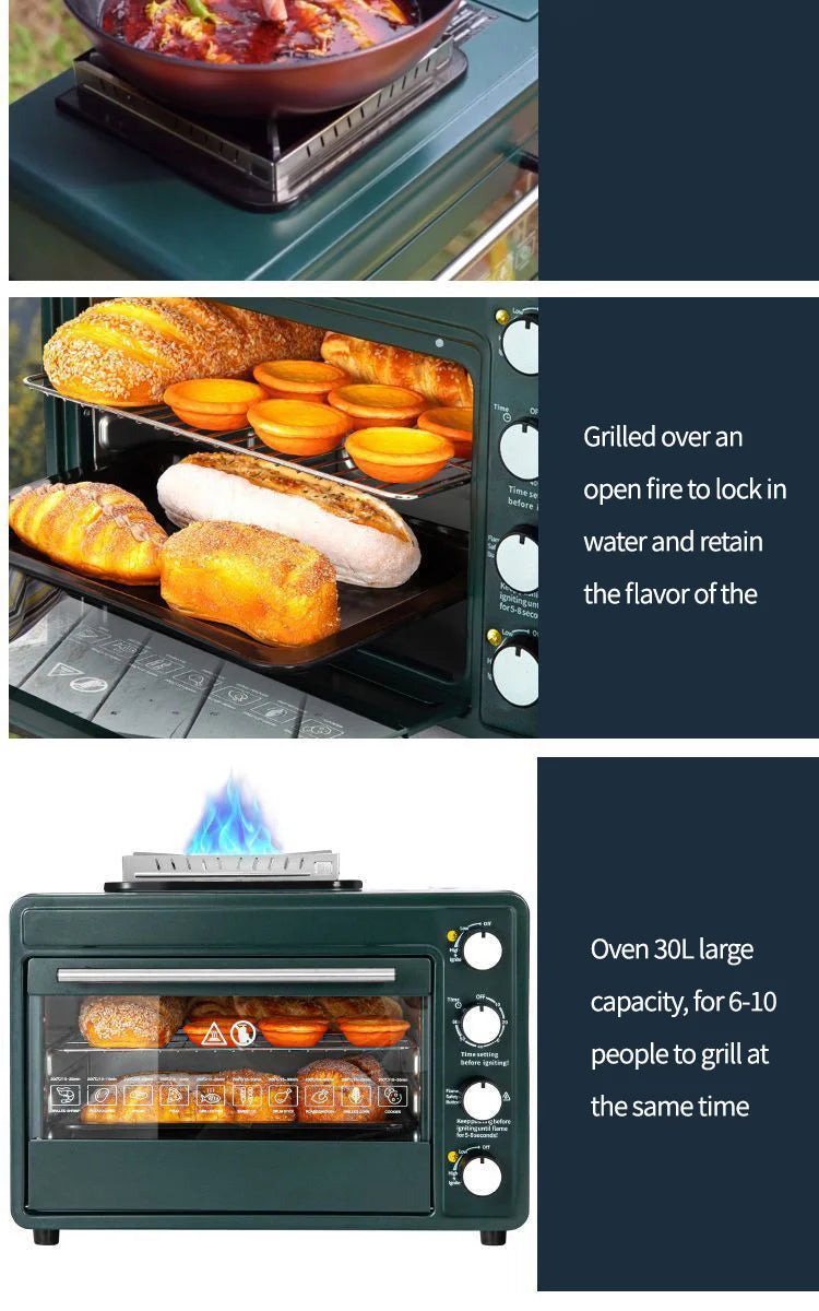 2025Home Four à pizza extérieur multifonction au gaz, réchaud de camping au gaz 2 en 1, four cassette, petit four de cuisson portable
