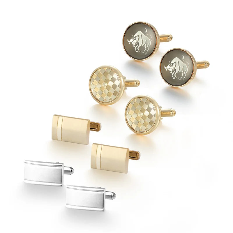 4 paires de boutons de manchette pour hommes avec boîte cadeau, boutons de manchette pour chemises d'homme, cadeaux pour invités de mariage, cadeau pour mari, pince à cravate d'affaires T0204022