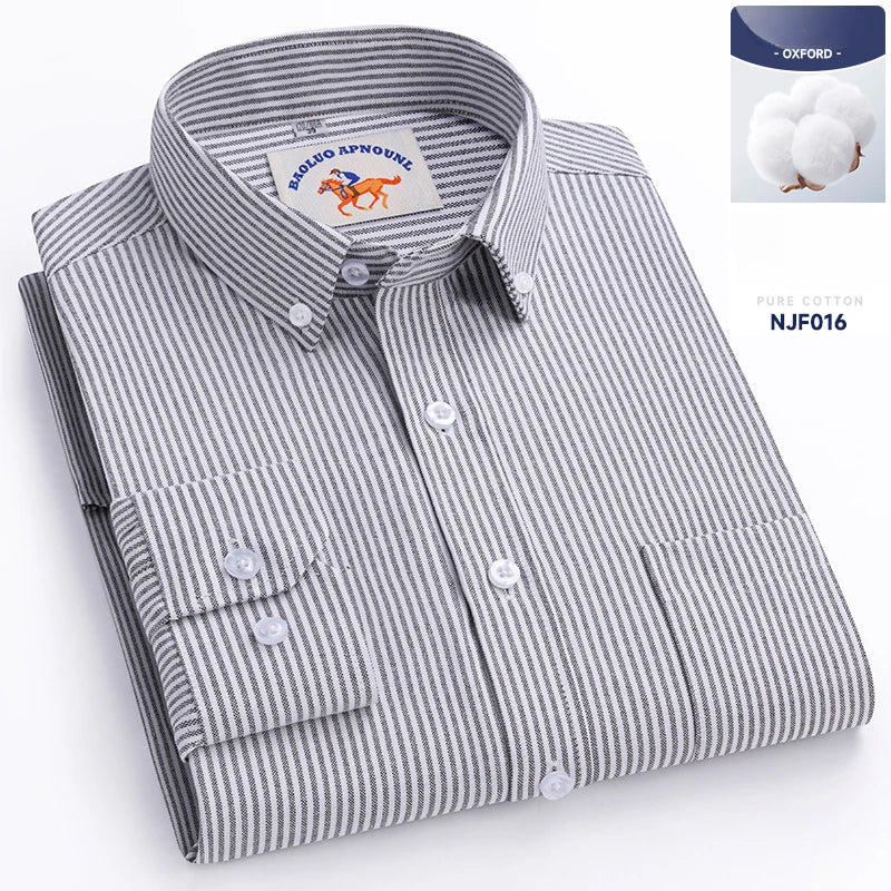 Chemises Oxford à manches longues en 100 % coton pour homme, grandes tailles 8XL, coupe ajustée, unies ou rayées, pour le bureau, couleur blanche, tenues professionnelles