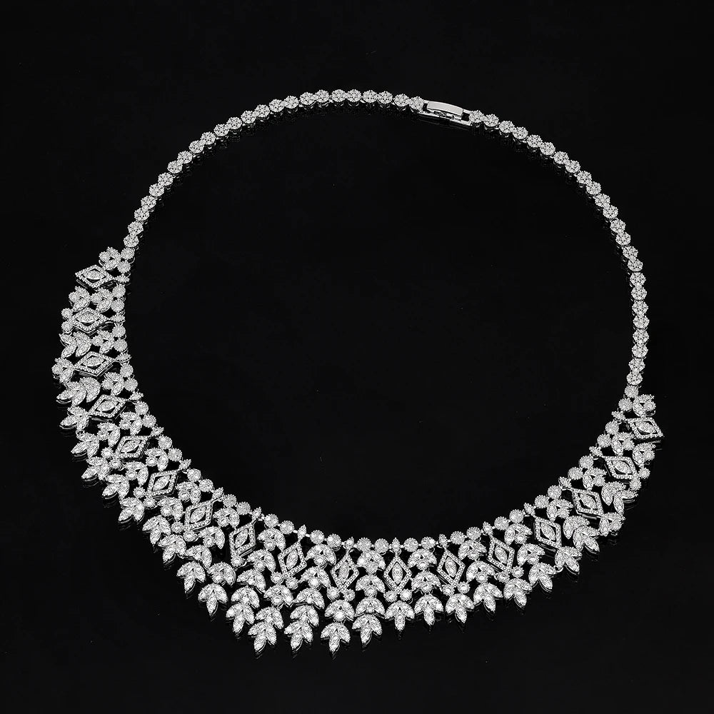 Luxuriöses Braut-4-teiliges Halsketten-Set für Damen Dubai Saudi Party Zirkonia Hochzeitsschmuck Sets Schmuckzubehör