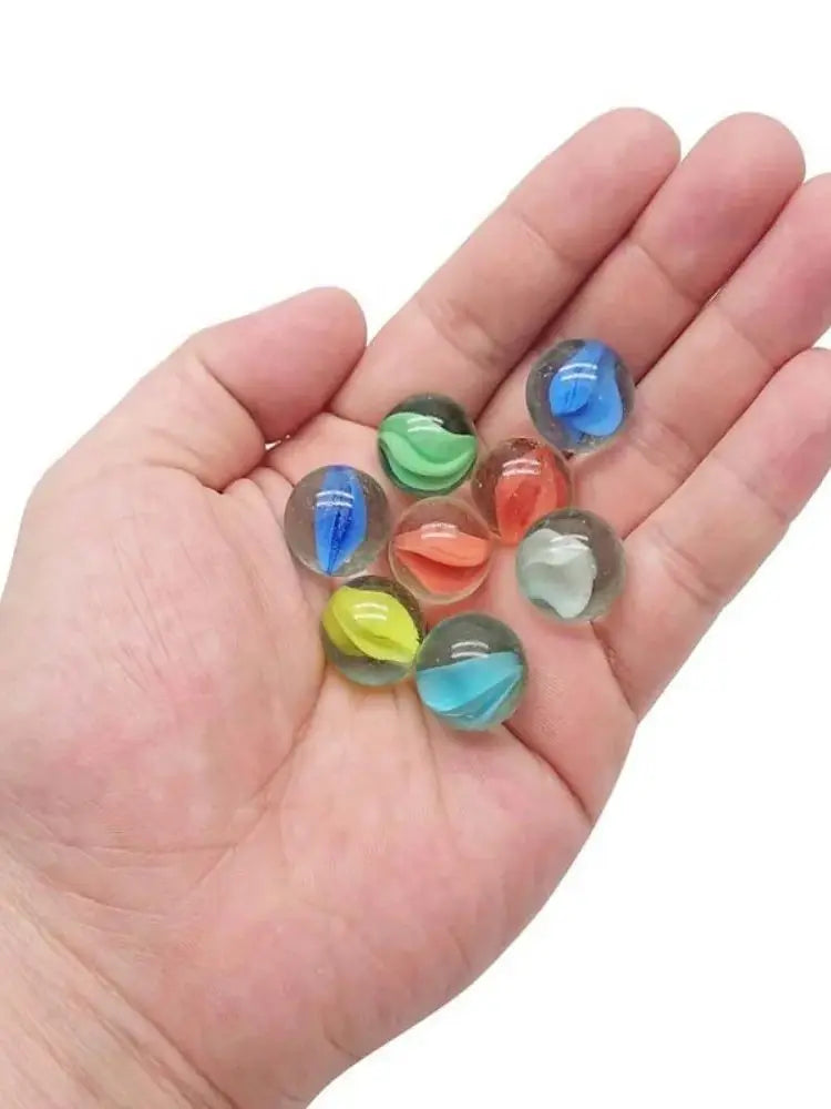 50pcs 14MM Cat Eye Petal Glass Marble Catapult Marble Colored Pattern Glass Beads Transparent Marble Ball Children's Toy