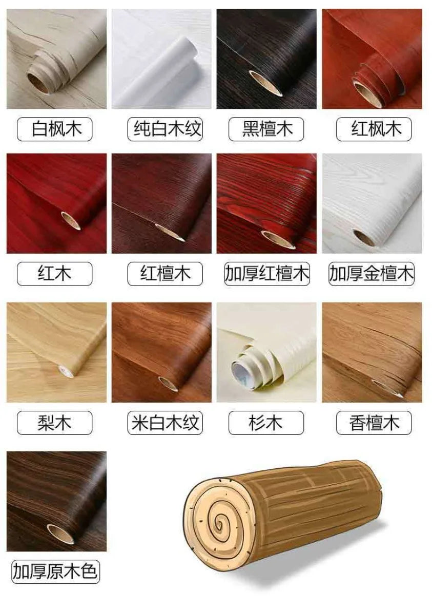 90CM Width Wood Grain PVC Wallpaper for Door Wardrobe Cupboard Table Furniture Waterproof Self Adhesive Stickers Home Decor Film
