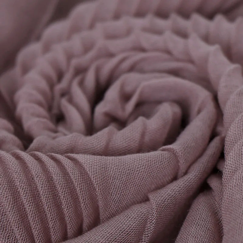 Grand Foulard en Coton Plissé Froncé Hijabs pour Femmes Voile Musulman Turban Écharpe Froncée Châle Foulards Islamique Foulard Femme Hijab