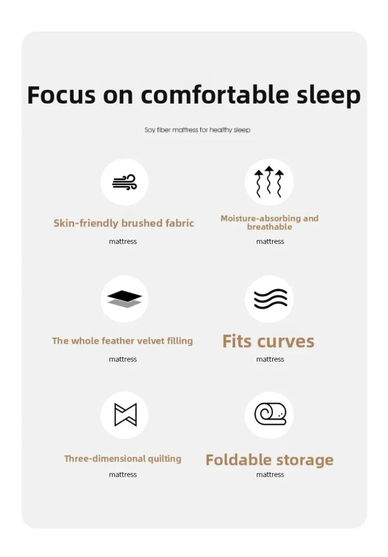 Thickened 3D Mattress Foldable Soft Tatami Cushion 90/100/120/150/180/200cm Non-slip Bed Pad for Home Bedroom Dormitory Student