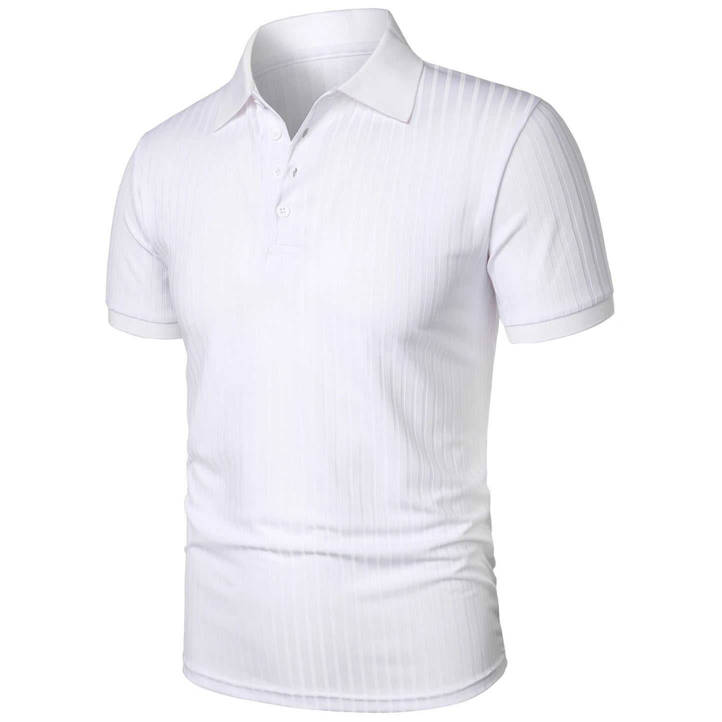 Herren Lauf-Sport-Fitnessbekleidung Sommer hochelastisches, vertikales Kurzarm-Polo-Shirt schlankes Strick-Basis-Shirt