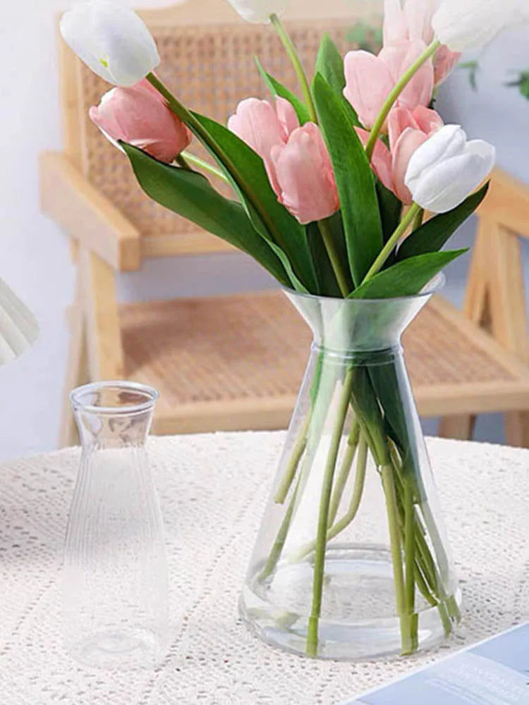 1 vase en cristal d'imitation, vase en plastique transparent créatif anti-chute, pot de fleurs transparent durable, vases de décoration modernes pour la maison