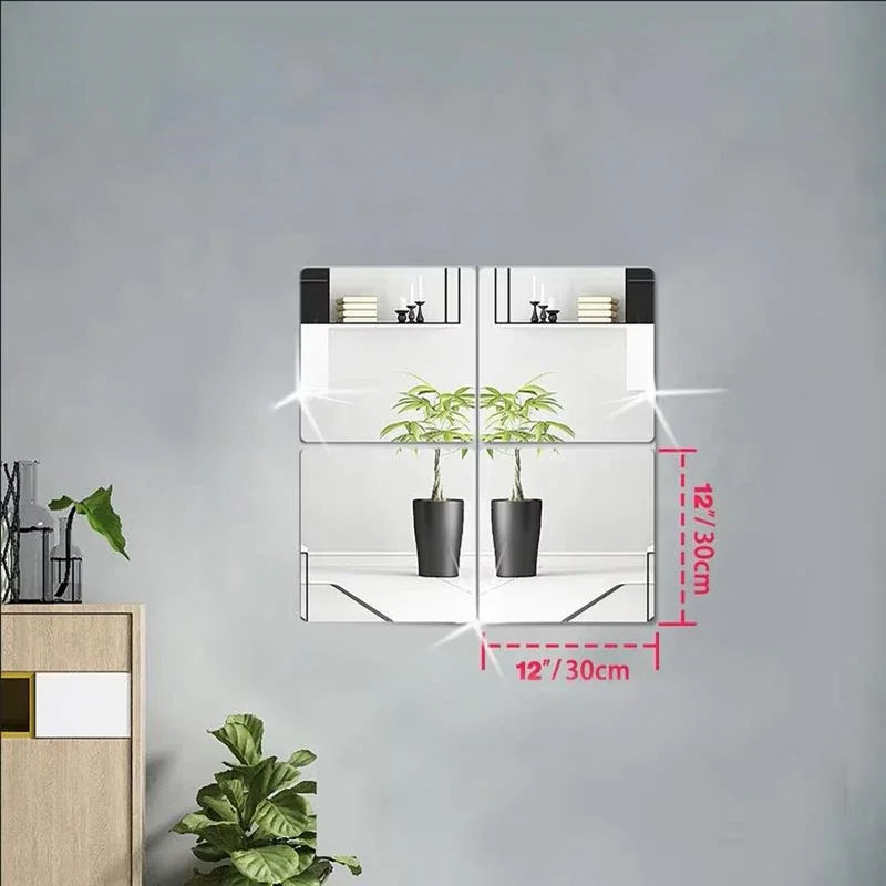 Stickers muraux 3D décoratifs auto-adhésifs en forme de miroir, 4 pièces, taille 20/30 cm, adaptés aux maisons, bureaux, chambres, etc.
