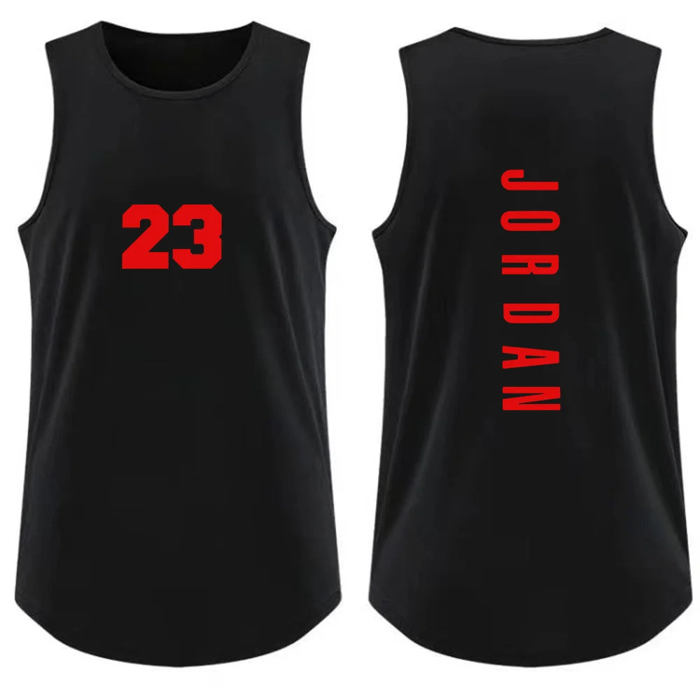 Débardeur homme mode T-shirt de sport homme décontracté respirant sans manches Chemise d'extérieur de basket-ball Gilet de sport Été Street T-shirt ample