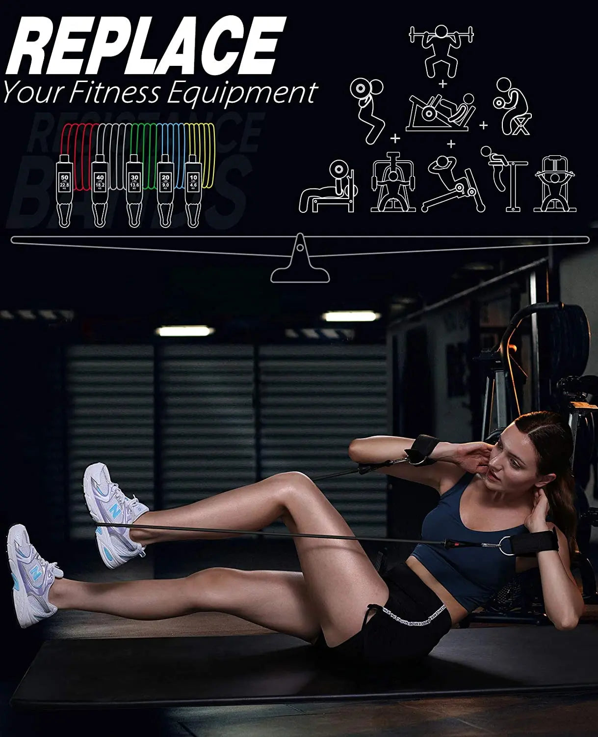 360lbs Fitness Übungen Widerstandsbänder Set Elastische Tubes Zugseil Yogaband Trainingsausrüstung für Zuhause Fitnessstudio Gewicht
