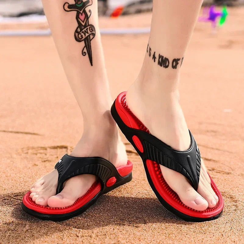 Massage Flip Flops für Herren, Sommer atmungsaktive Strandschuhe, Sandalen Herren, Luxus Flip Flops, atmungsaktiv, Übergröße, Herren Hausschuhe 46