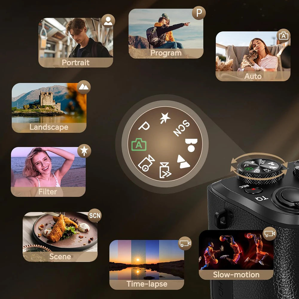 8K Digitalkamera für Fotografie Autofokus WiFi 88MP Vlogging-Kamera mit Dual-Objektiv 16X Digitalzoom Touchscreen Reisekamera