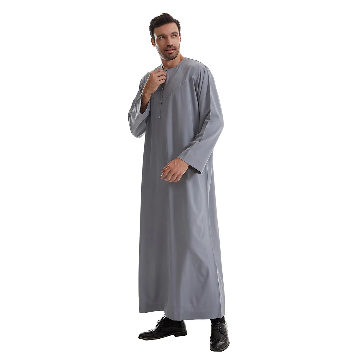 New 2024 Eid Muslim Islamic Middle East Abaya Dubai Malaysia Loose Gown Button Shirt Men Clothing Jalabiya Abayas Ramadan Caftan