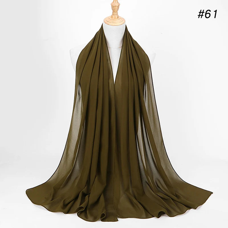 Hijab musulman en mousseline pour femmes, écharpe en mousseline bulle, voile pour femmes, musulmanes, islamiques, de couleur unie, malaisiennes, écharpes foulard musulman