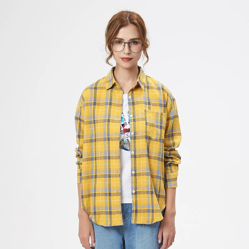 Women's Plaid Shirt 2025 New Ladies Loose Casual Blouse and Tops Fresh College Style Female Long Sleeve Shirts Women Clothes