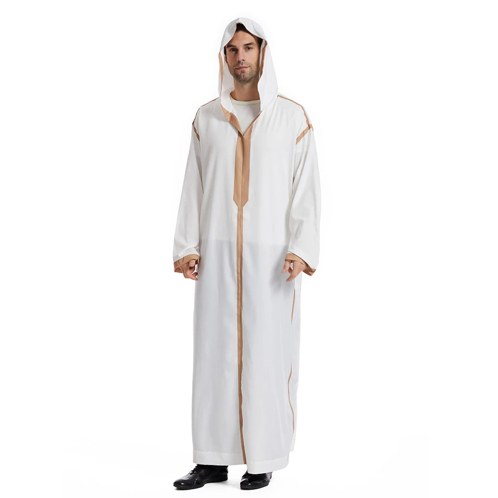Islam Herren Kapuzen Maxikleid Jubba Thobe Saudi Arabisches Gewand Marokko Kaftan Dubai Türkei Abaya Muslimische Kleidung Ramadan Abayas Kleid
