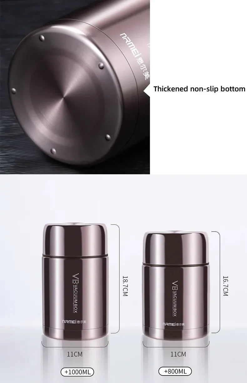 Thermos alimentaire 600/800/1000 ml, pot alimentaire isotherme sous vide en acier inoxydable 316 avec cuillère, boîte à lunch pour enfant avec sac de transport isotherme