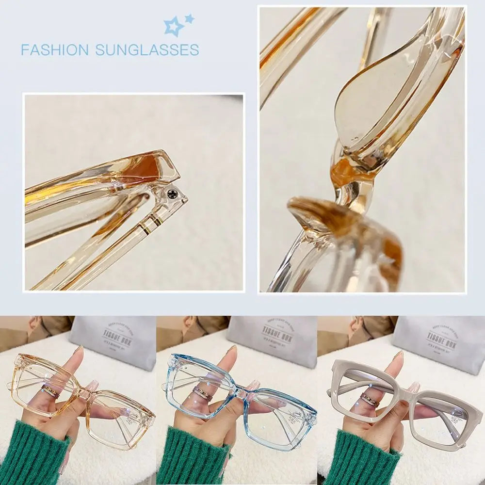 Neue oversized quadratische Brille, Anti-Blaulicht-Brille, große Rahmen, Myopie-Brille, Brille mit flachem Licht, transparente Brille