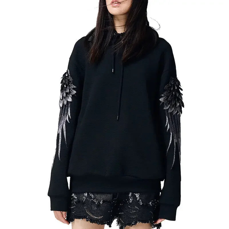 Sweat-shirt Homme à Capuche Brodé Vêtements Masculins Hip Hop Sweats à Capuche Chemise Blanche Luxe Sans Marque Streetwear Automne Pas Cher Emo