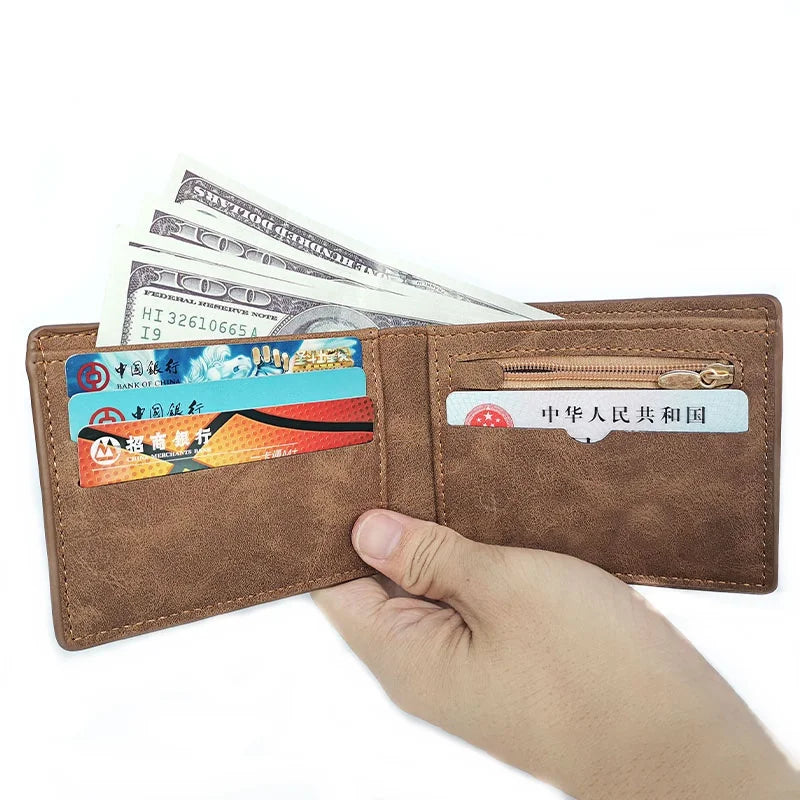 Nouveau Portefeuille Homme en Cuir PU Tendance 2022 avec Compartiment Monnaie Zippé Petit Porte-monnaie Slim Dollar Nouveau Design Portefeuille