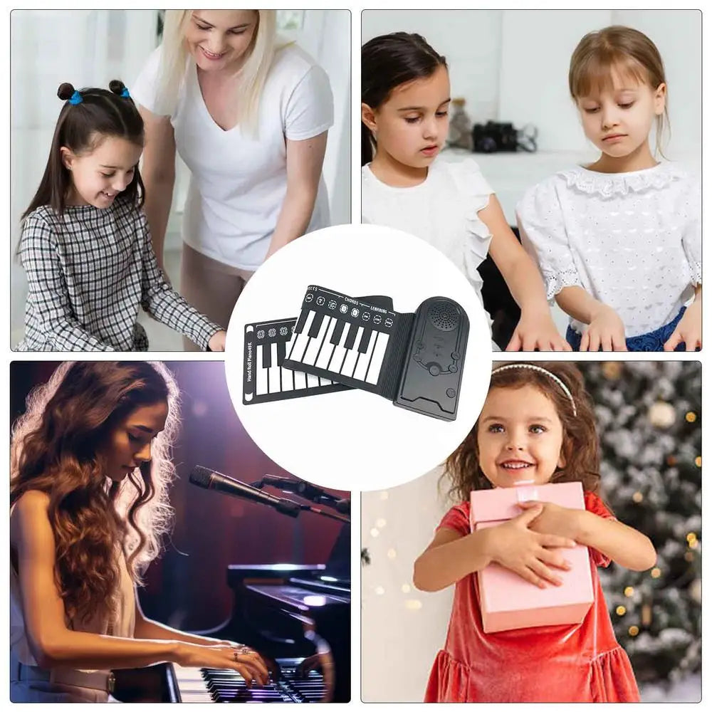 Roll-Up Piano Keyboard, faltbares Hand-Piano, 49 Tasten Hand-Piano für Anfänger, Kinder, Erwachsene, Lernspielzeug für Zuhause