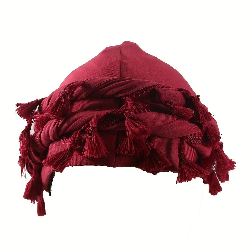 Foulards à enrouler style "Twist" (turban) Durag avec pompon pour hommes - Noir, gris - Foulard turban à nouer - Accessoire cheveux pour garçons, collection 2026