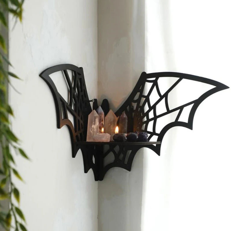 Fledermaus-Eckregale, Holz, schwebend, Fledermaus-Wandeckregale, gotisches Schmuckregal, Halloween-Dekorationsregal für Zuhause
