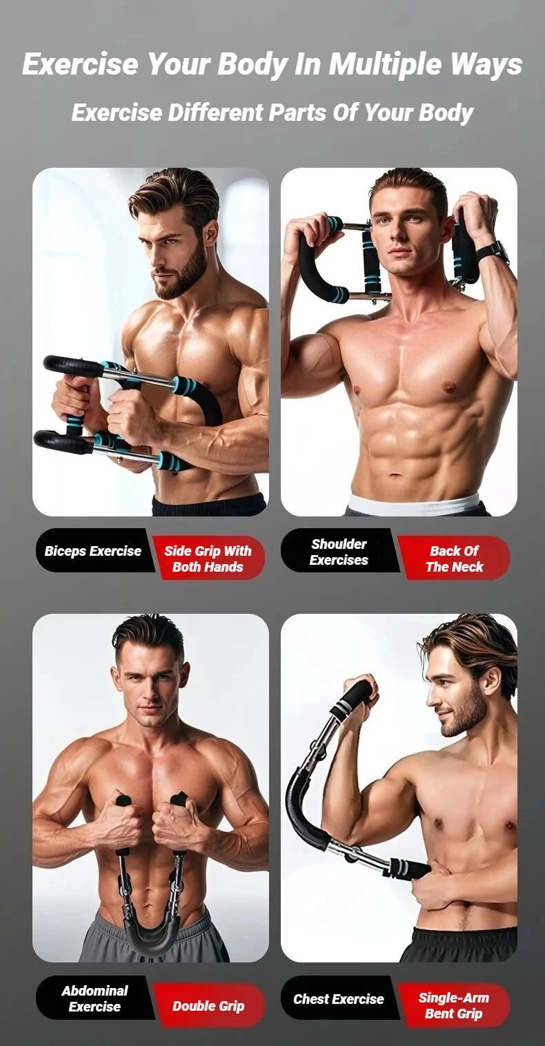 Verstellbarer U-förmiger Armtrainer mit Schaumstoffgriff Feder-Trainingsstange Unterarm Trizeps Brusttrainer Tragbares Fitnessgerät