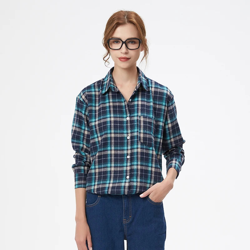 Women's Plaid Shirt 2025 New Ladies Loose Casual Blouse and Tops Fresh College Style Female Long Sleeve Shirts Women Clothes