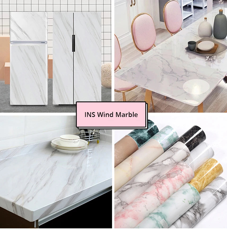 Kitchen Wall Stickers Vinyl Marble Self Adhesive Wallpaper DIY Heatproof Waterproof Contact Continuous Wallcovering Wall Decor