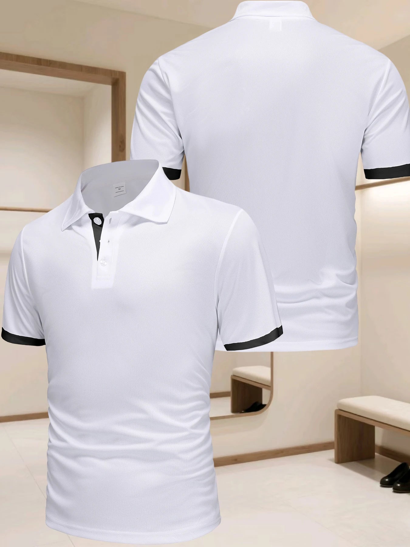 Haut de polo pour homme, haut de t-shirt de sport d'extérieur contrastant, polo de sport d'extérieur respirant pour homme, polo contrastant tendance