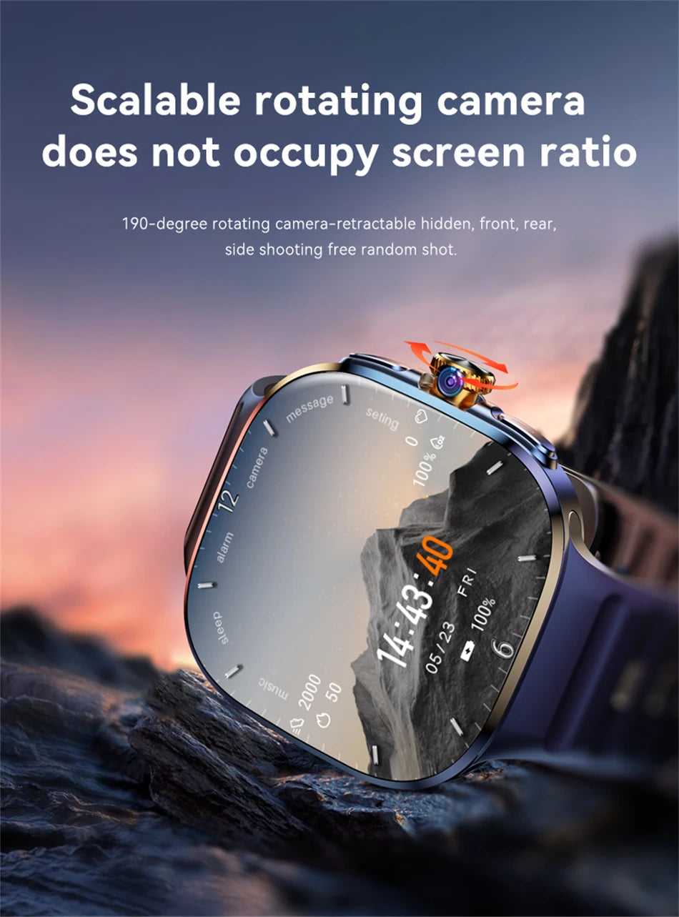 Montre intelligente 5G/4G réseau complet, écran HD 2,4 pouces, appel vidéo, 16 Go+256 Go de RAM, 2100 mAh, Google Play, WIFI, GPS, carte SIM