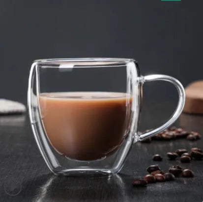 150/250/350/450ml Double Wall Coffee Mugs High Borosilicate Glass Heat Resistant Milk Juice Water Cup Espresso Shot Glasses