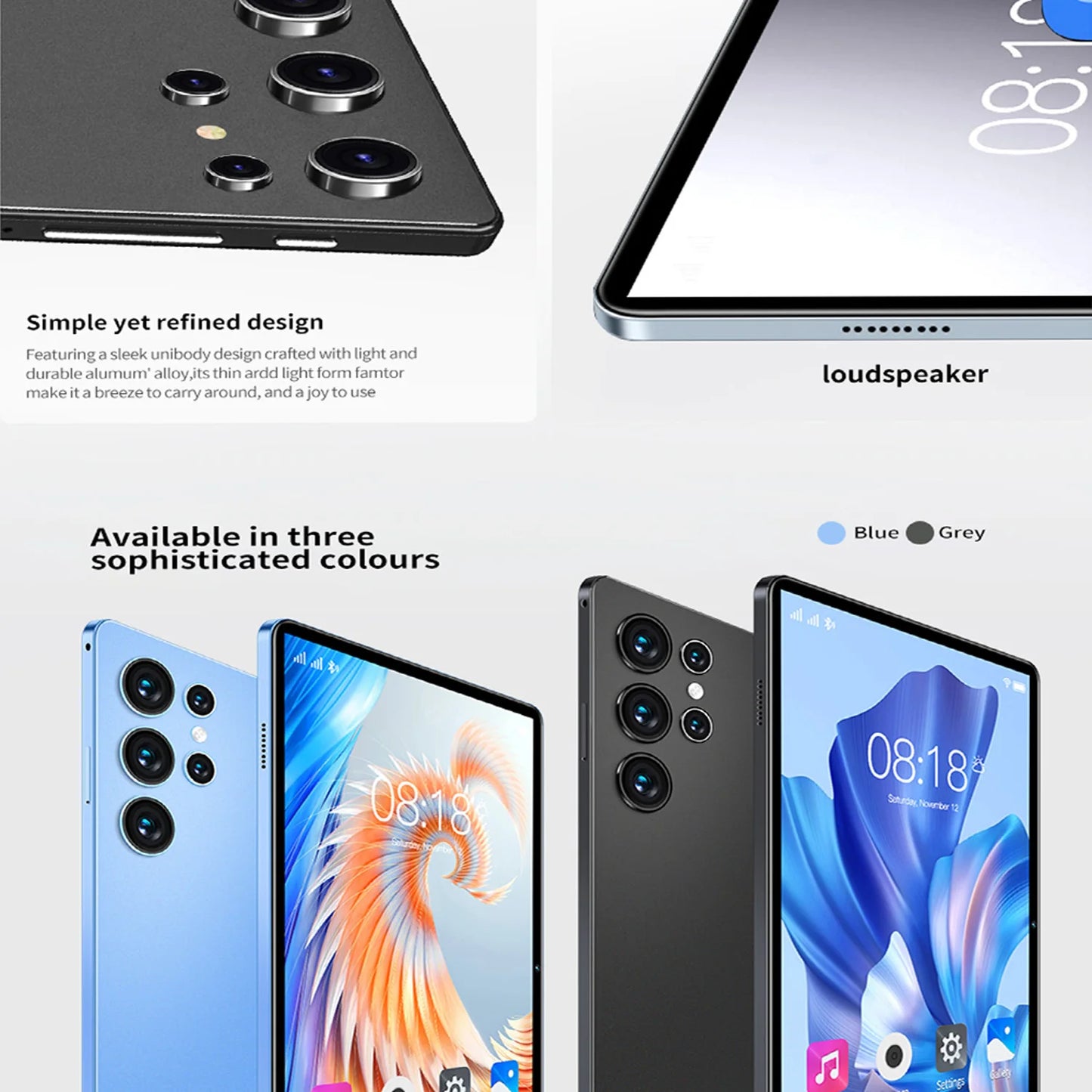 Tablette Android 10,1 pouces 2025, nouvelle version améliorée, écran HD, Octa Core, 4 Go RAM, 64 Go ROM, double appel téléphonique, Wi-Fi, Google Play Tablet PC
