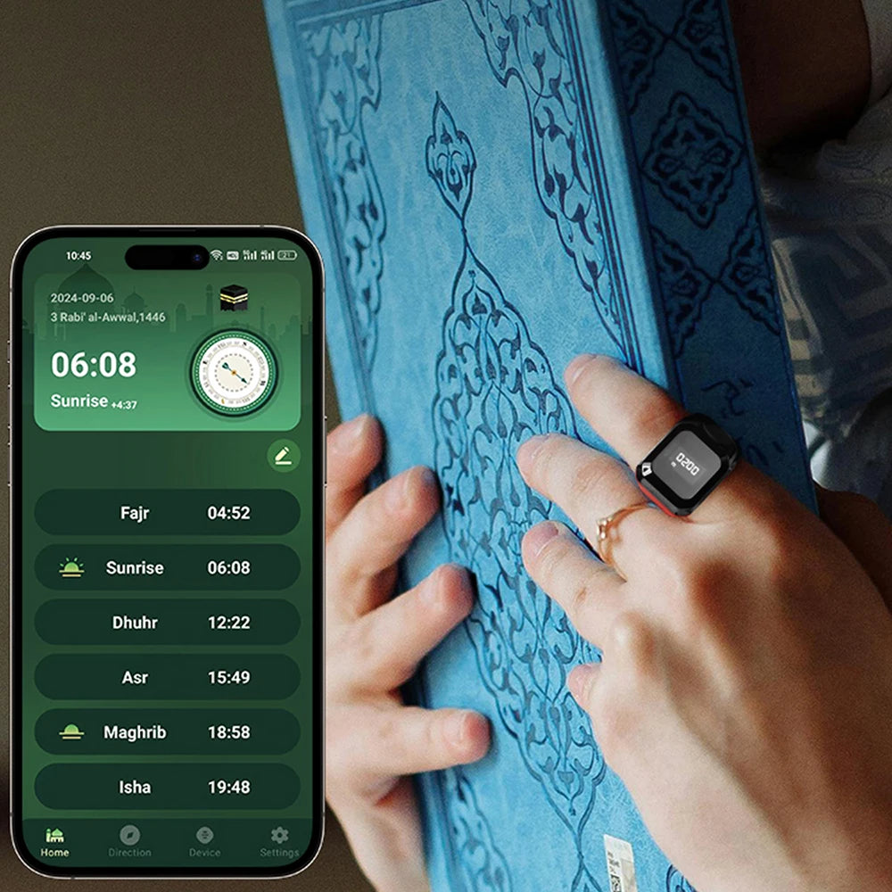 Portable Bluetooth Counting Ring Time Reminder Digital Display Counter Smart APP Ring Counter Wearable Tasbih Zikr Ring Misbah