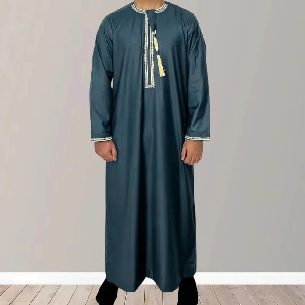 Nouvelle robe longue à manches longues pour hommes musulmans Abaya Daffah Jubba Thobe Pakistan Arabie Saoudite Caftan Islamique Vêtement de prière Afghane