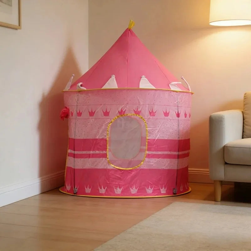 Tentes Château Pliantes Portables Tente de Jeu pour Bébé et Jeune Enfant Rose Bleu Jouets de Camping Décoration de Chambre Intérieure Extérieure Cadeau d'Anniversaire de Noël