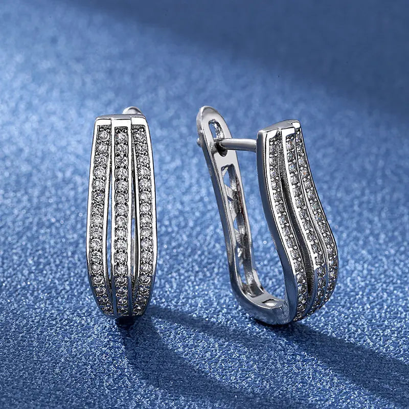 Ohrringe aus 925er Sterlingsilber, Schmuck, hochwertige Retro-Ohrringe mit einfachem Muster, lila-weiße Zirkon-Ohrringe, Bestseller