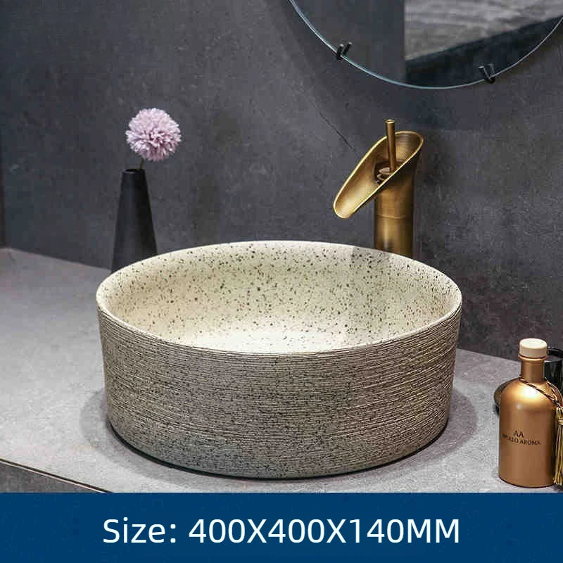 Vintage Art Ceramic Bathroom Sink Scratch Resistant Wear-resistant Easy Clean Washbasin Durable Household Bathroom Fixture