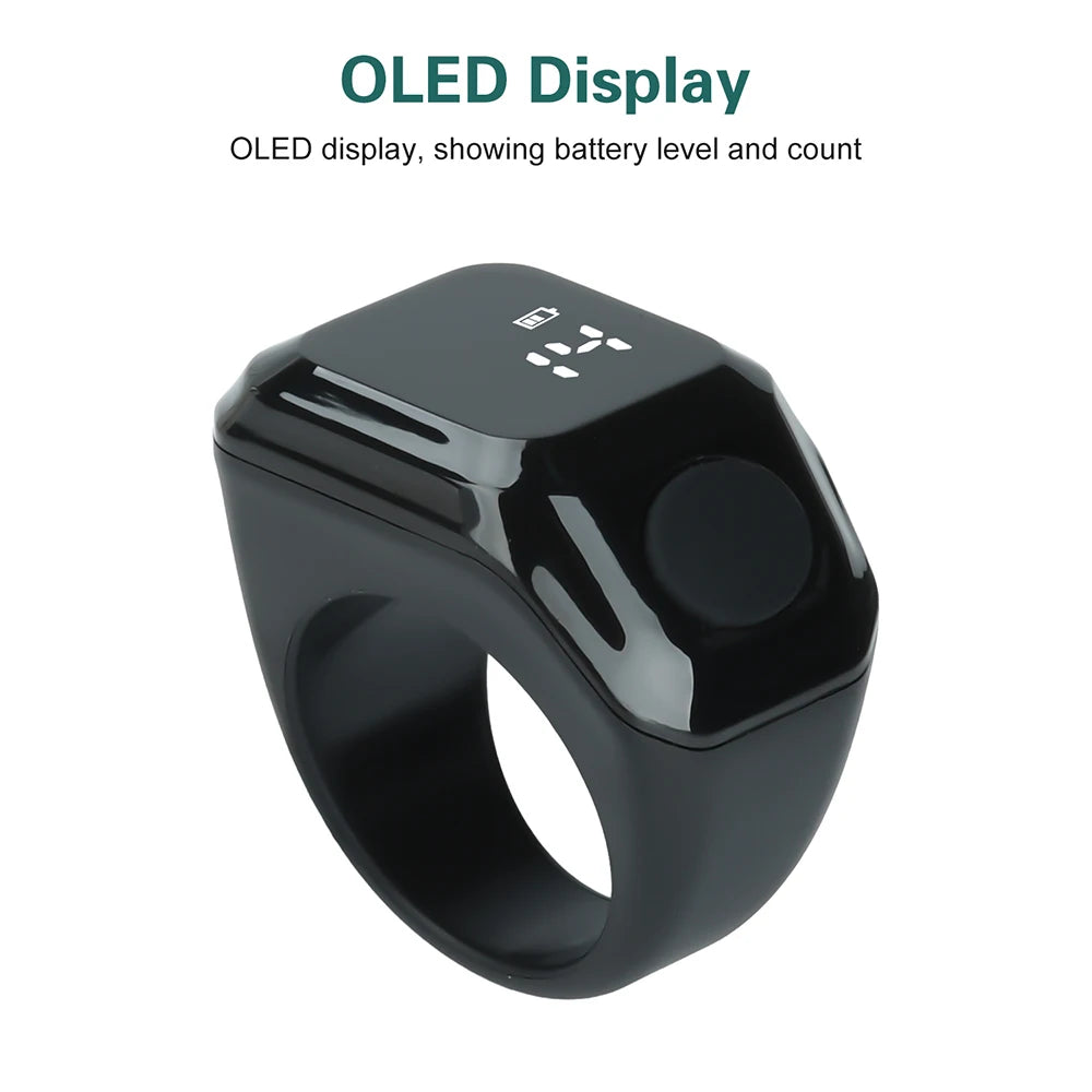 Portable Bluetooth Counting Ring Time Reminder Digital Display Counter Smart APP Ring Counter Wearable Tasbih Zikr Ring Misbah