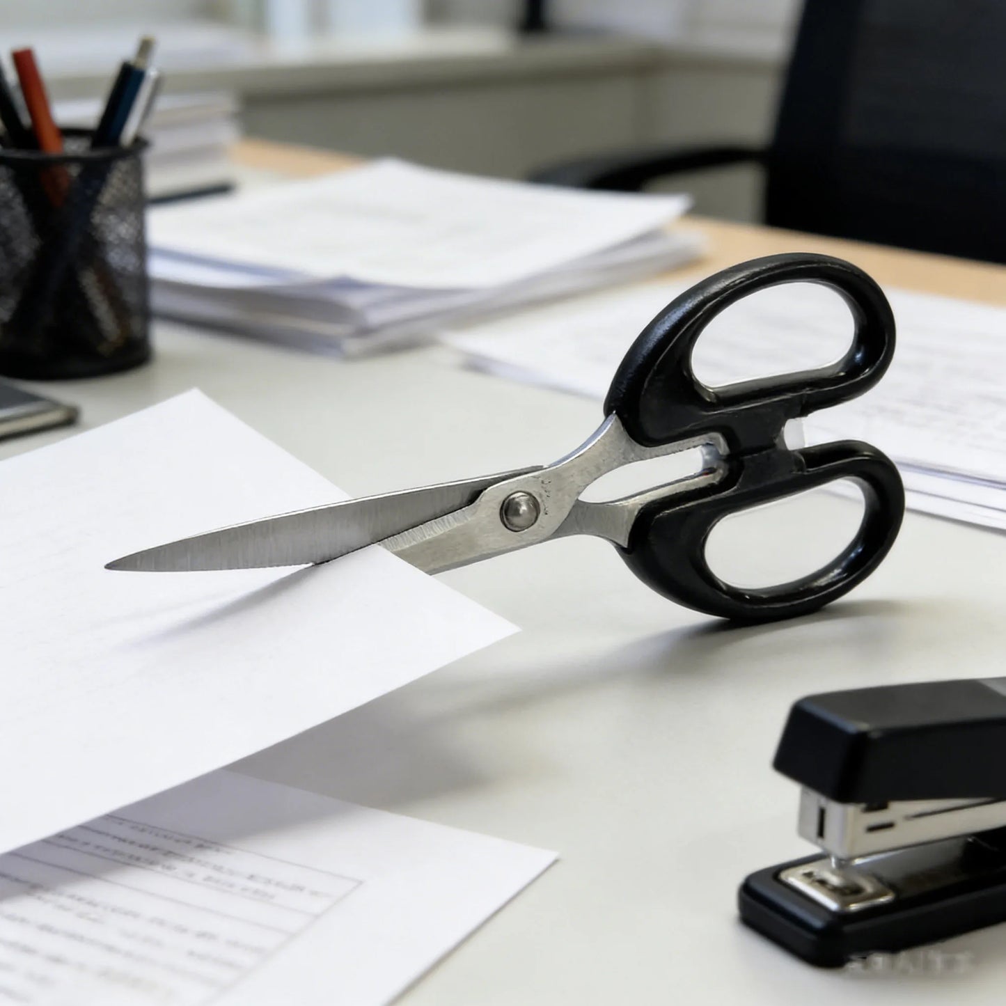 Edelstahl-Büroschere, Schwarz, für Haushalt und Papierarbeiten