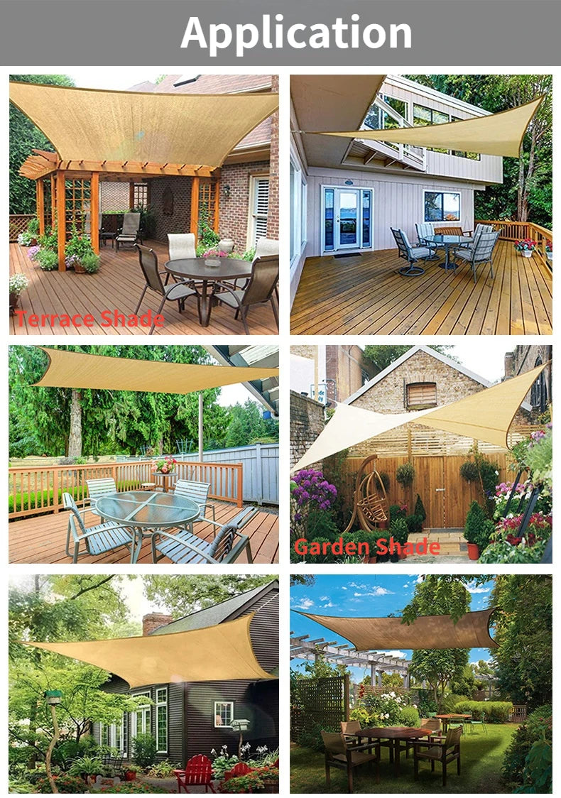 Sonnensegel für den Außenbereich, 300D Polyester, wasserdicht, UV-beständig, für Terrasse, Carport, Garten usw.