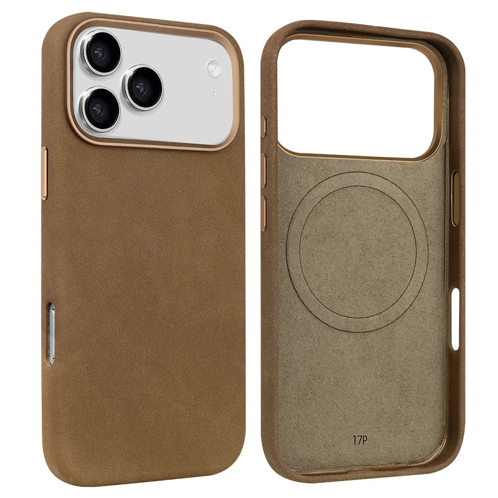 Wildleder-Handyhülle für iPhone 17 Pro mit magnetischem kabellosem Laden, stoßfeste Abdeckung, kompatibel mit iPhone 17 16 15 Pro Max