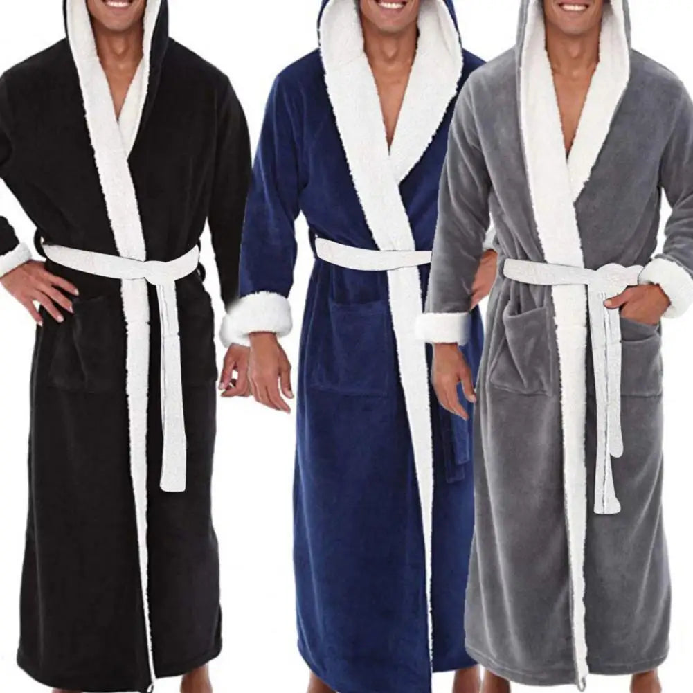 Herren Bademantel Nachtwäsche Korallenfleece Herbst Erwachsenen Bademantel V-Ausschnitt Robe Schlafanzug Herren Und Damen Langarm Nachthemd Männlicher Bademantel