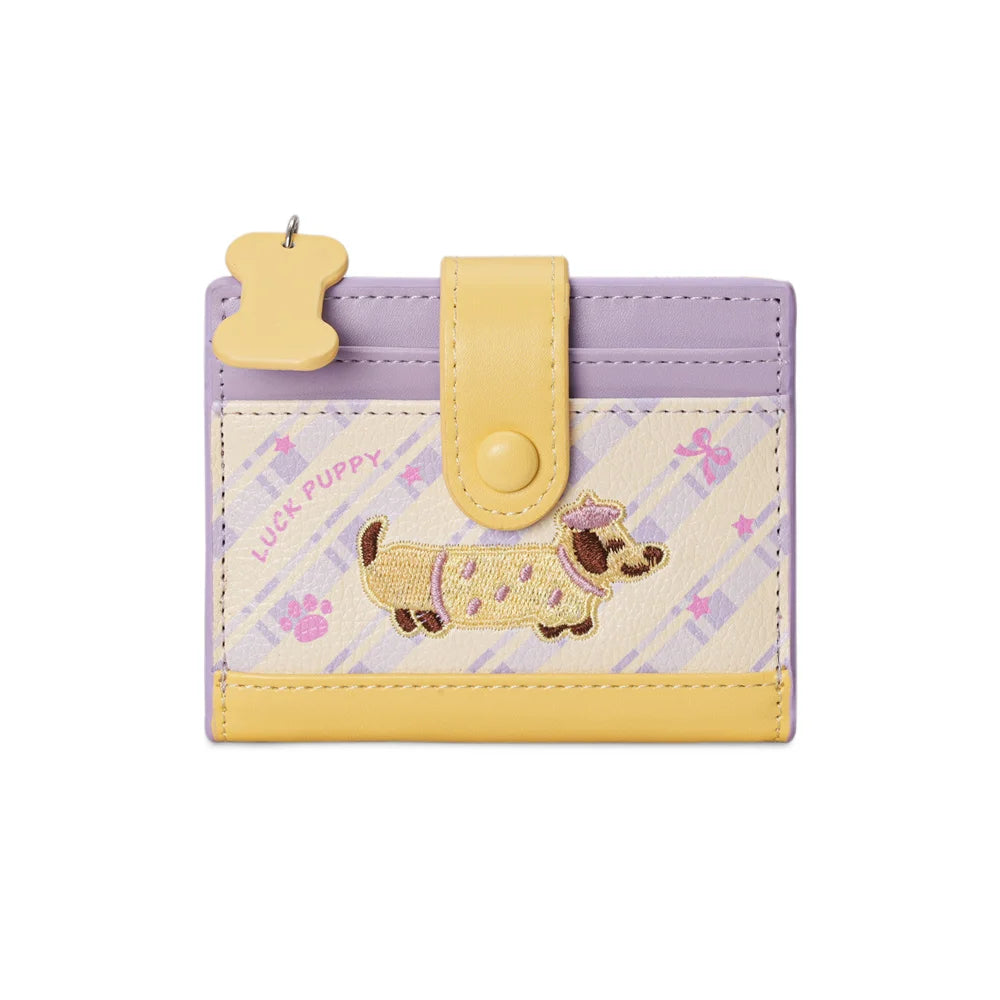 Lässiger koreanischer Stick-Stil Dackel Niedlicher kleiner Geldbeutel Cartoon-Kartenhalter mit mehreren Fächern kurze Clutch Münztasche