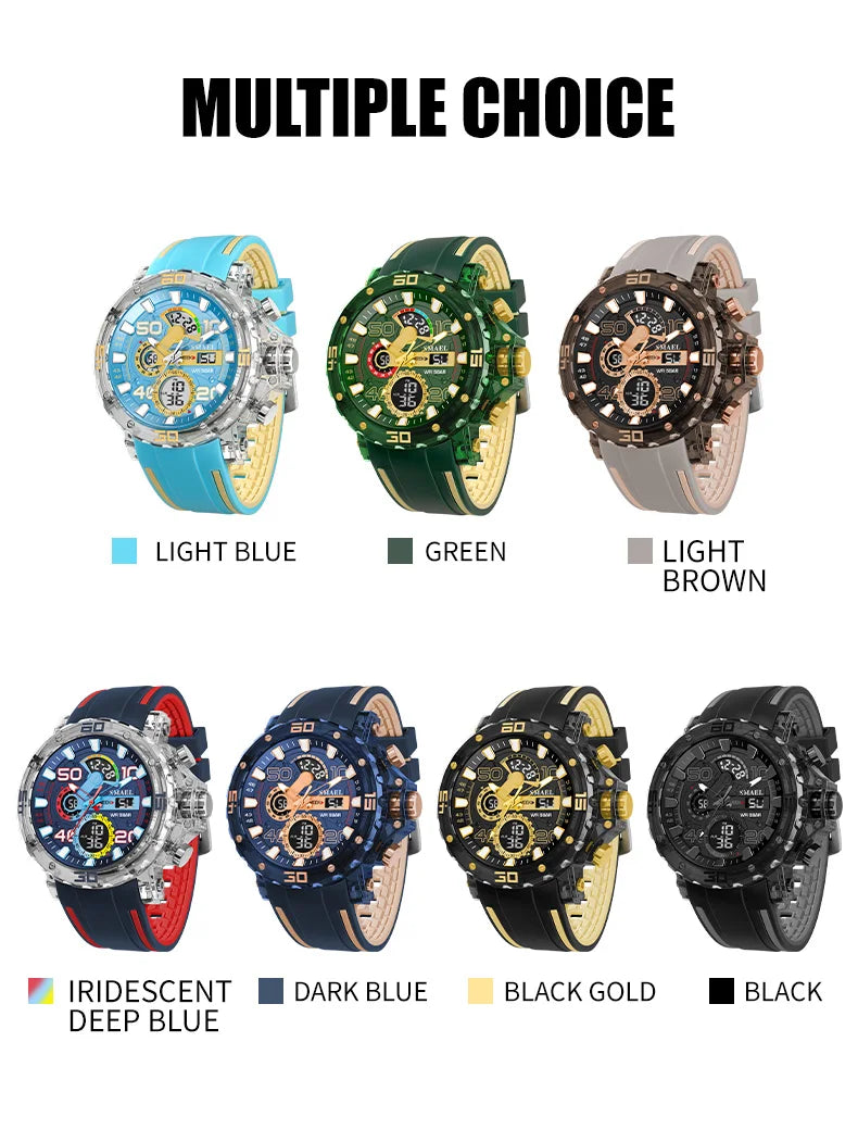 Montres Militaires Hommes Montre 2025 Nouvelle 50M Étanche Chronomètre Alarme Lumière LED Montres Digitales 8136 Montre Sport Homme