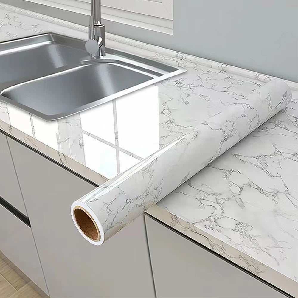 Marmor Küchenölfolie Herd wasserdicht feuchtigkeitsbeständig selbstklebend Tapete Arbeitsplatte Schrankrenovierung Fliesenaufkleber