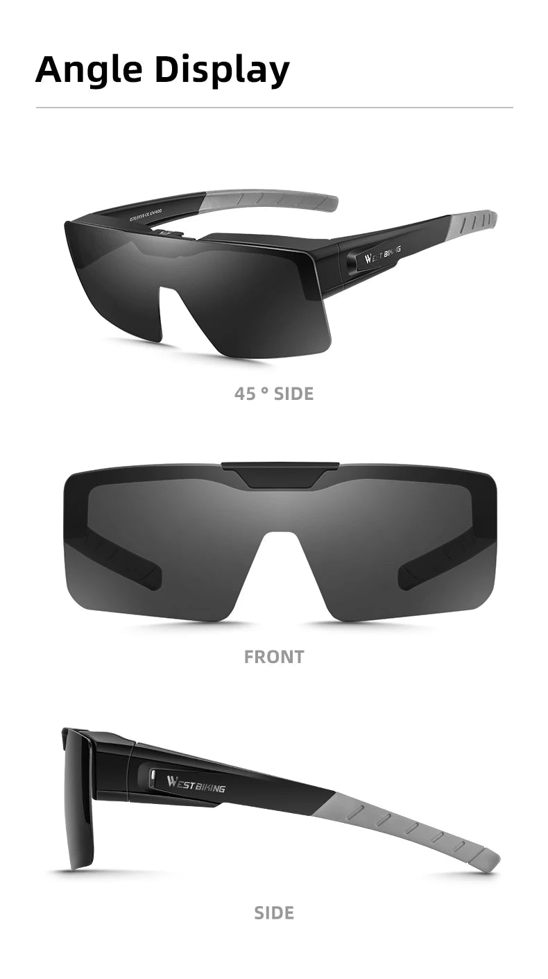 WEST BIKING Lunettes de cyclisme photochromiques Verres relevables Lunettes polarisées à clipser Pare-soleil VTT Vélo de route Lunettes de conduite de nuit