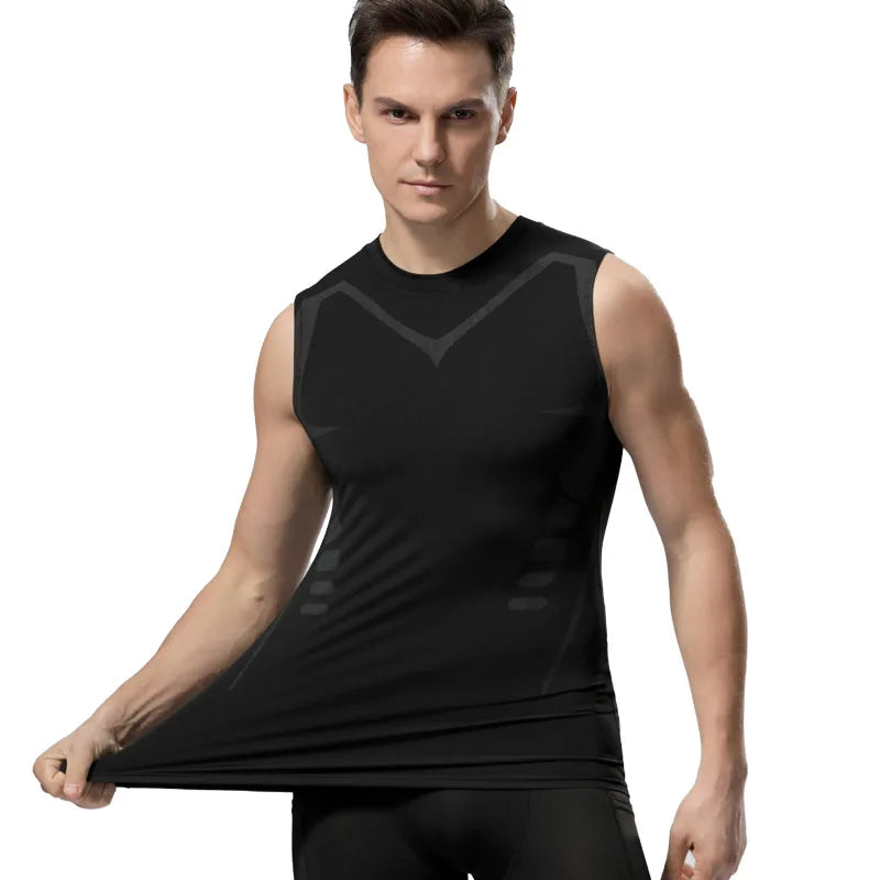 Kompressions-Tanktop Herren Gym-Shirt Ärmellos Schnelltrocknend Bedruckte Sportbekleidung Herren Fitness Bodybuilding Weste Workout Muskel-Top
